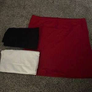New never worn Cotton tube tops shirts Xl , sold as set white black red